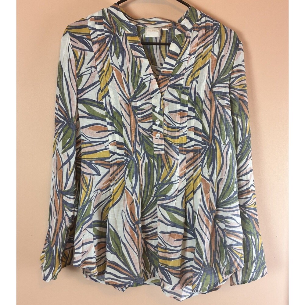 Zac And Rachel Women’s Multicolored Leaves Peasant Top